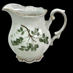 Vintage Mitterteich Bavaria Green Leaves Creamer Pitcher Cottagecore, Shabby